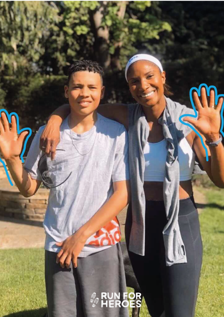 People smiling at the camera waving their hands (the symbol of the run 5, donate 5, nominate 5 challenge)